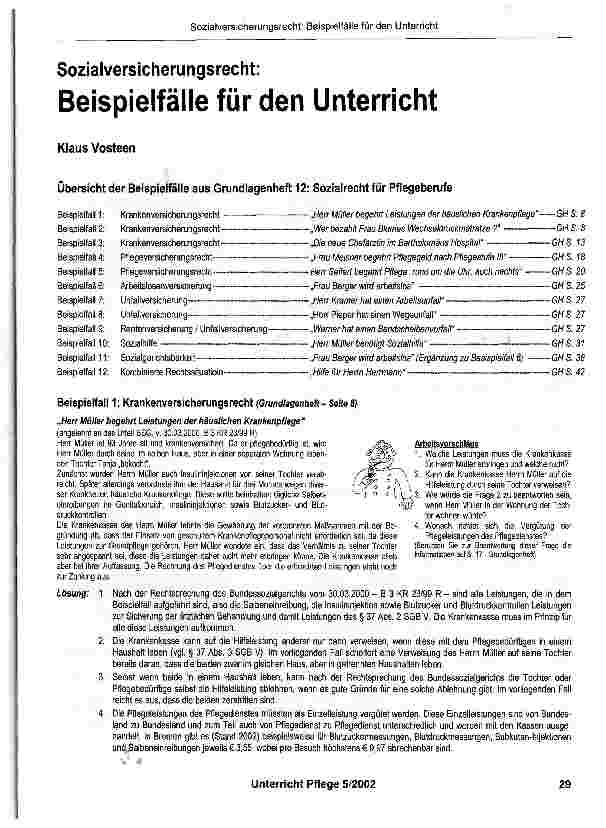 Vorschauseite 1: Sozialversicherungsrecht:Beispielfälle für den Unterricht