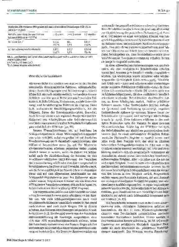 Vorschauseite 3: DGNR-Leitlinien-Projekt Schlaganfall: Schlaganfall und Beruf