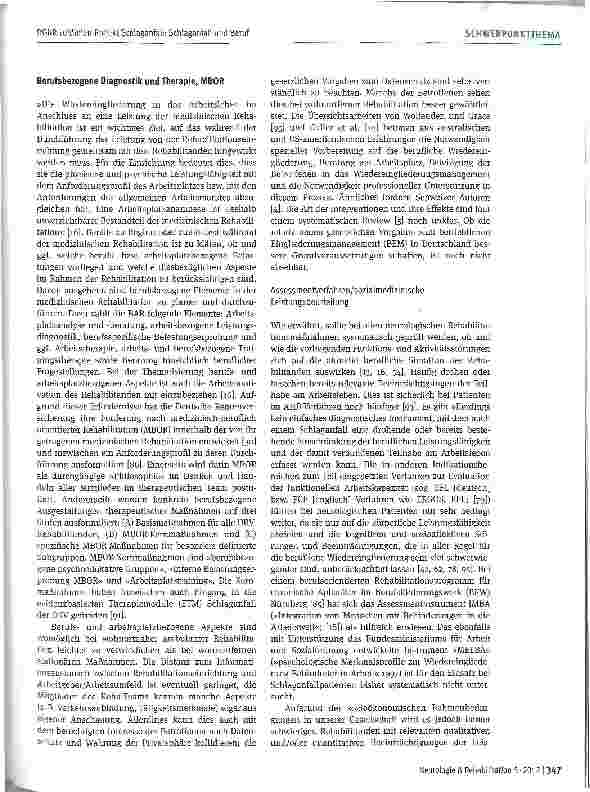 Vorschauseite 6: DGNR-Leitlinien-Projekt Schlaganfall: Schlaganfall und Beruf