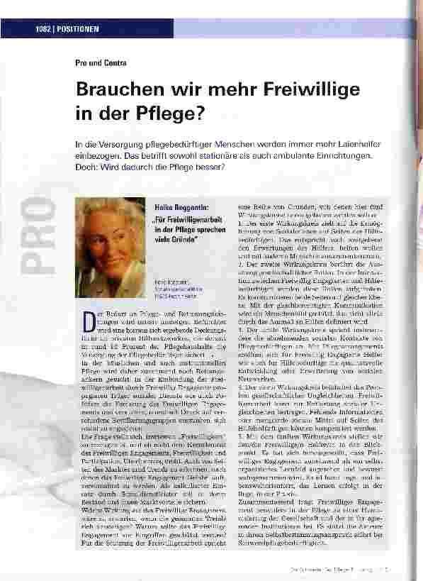 Vorschauseite 1: Brauchen wir mehr Freiwillige in der Pflege?