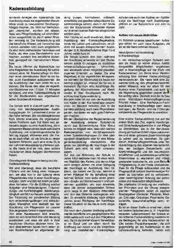 Vorschauseite 2: Der spezifische Auftrag der Kaderschule für die Krankenpflege