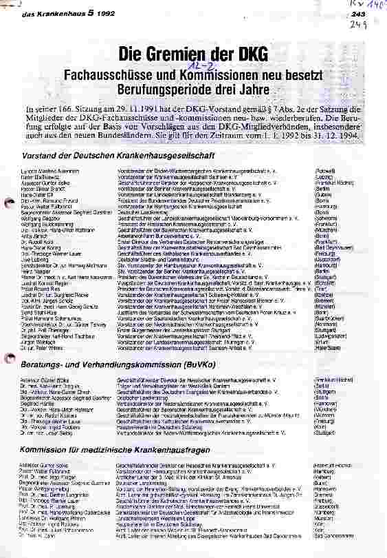 Vorschauseite 1: Die Gremien der DKG Fachausschüsse und Kommissionen neu besetzt