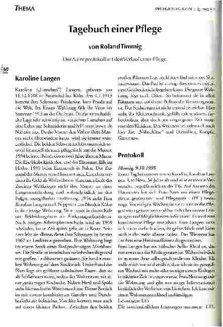 Vorschauseite 1: Tagebuch einer Pflege