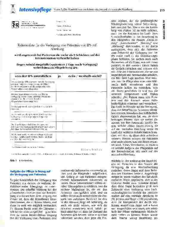 Vorschauseite 4: Der Übertritt von der Intensivstation auf die normale Abteilung