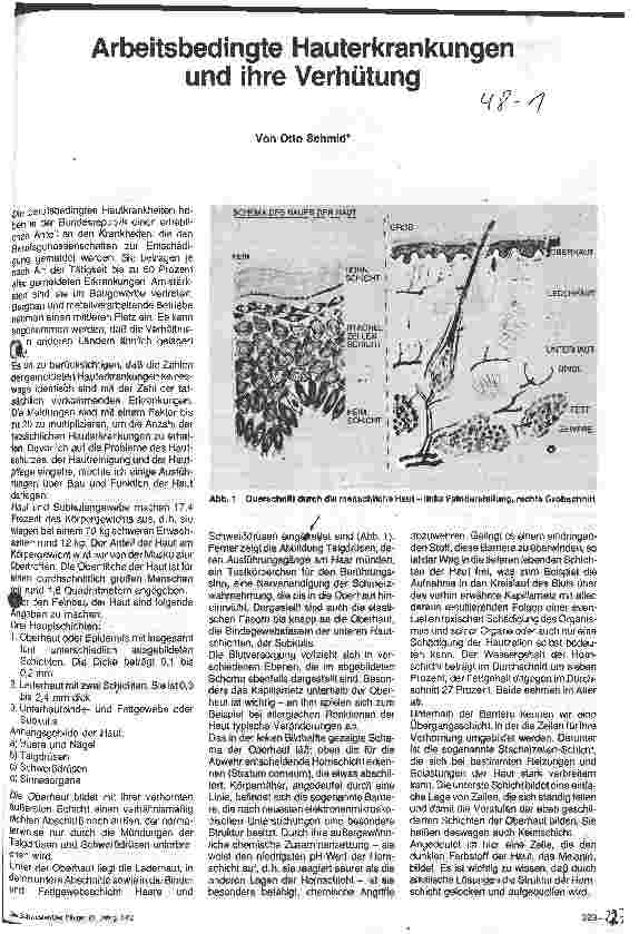 Vorschauseite 1: Arbeitsbedingte Hauterkrankungen und ihre Verhütung