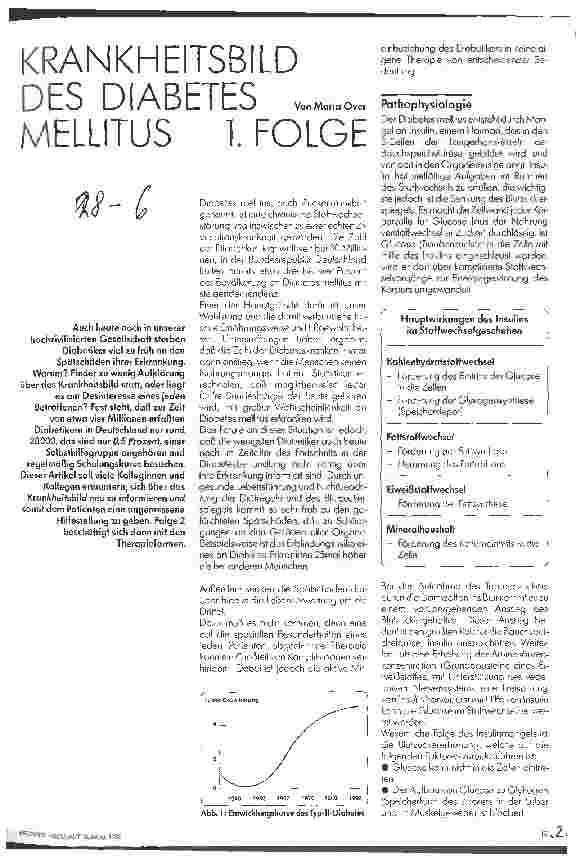 Vorschauseite 1: Krankheitsbild des Diabetes Mellitus 1. Folge