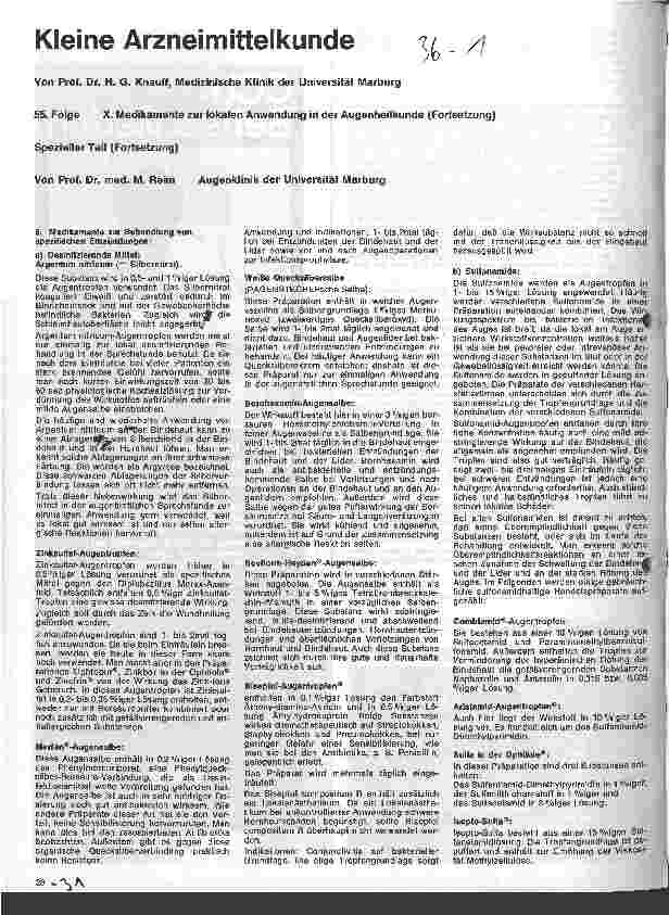 Vorschauseite 1: Kleine Arzneimittelkunde 55. Folge: X. Arzneimittel zur lokalen Anwendung in der Augenheilkunde