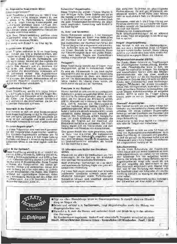 Vorschauseite 4: Kleine Arzneimittelkunde 55. Folge: X. Arzneimittel zur lokalen Anwendung in der Augenheilkunde