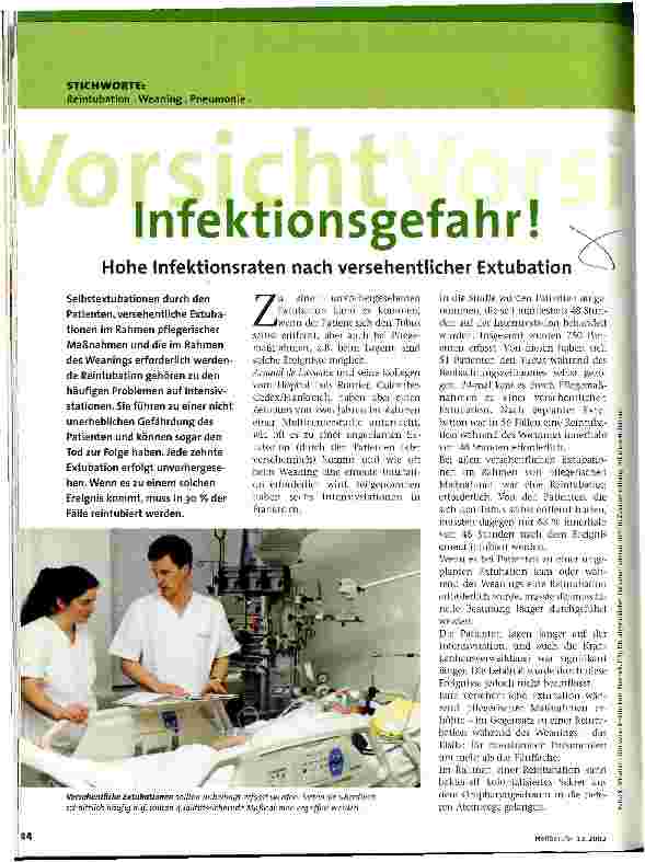 Vorschauseite 1: Vorsicht Infektionsgefahr!