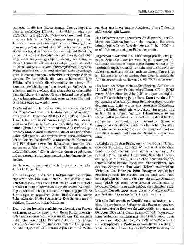 Vorschauseite 4: Eigendiagnose eines sachkundigen Patienten ist kein Freibrief für Arzt — Haftung eines Orthopäden für Befunderhebungsversäumnis auf internistischem Gebiet