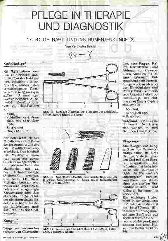 Vorschauseite 1: Pflege in Therapie und Diagnostik 17. Folge: Nahtund Instrumentenkunde (2)