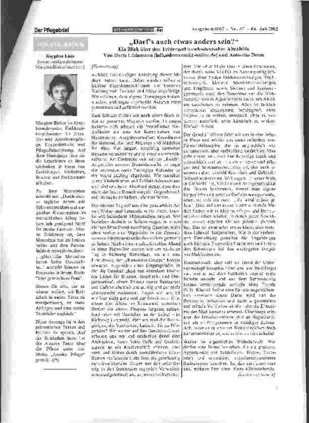 Vorschauseite 2: Darf s auch etwas anders sein? Ein Blick über den Tellerrand bundesdeutscher Altenhilfe