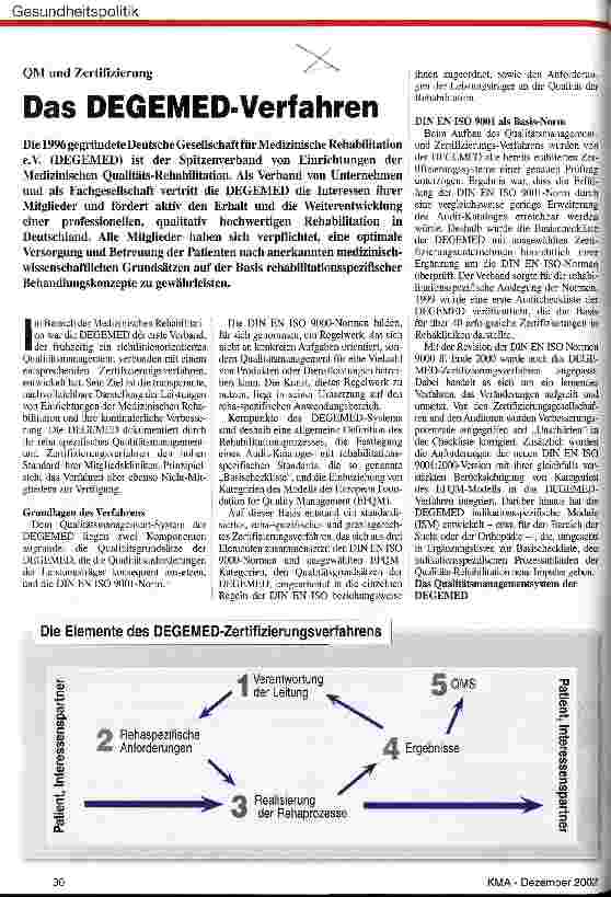 Vorschauseite 1: Das DEGEMED-Verfahren QM und Zertifizierung