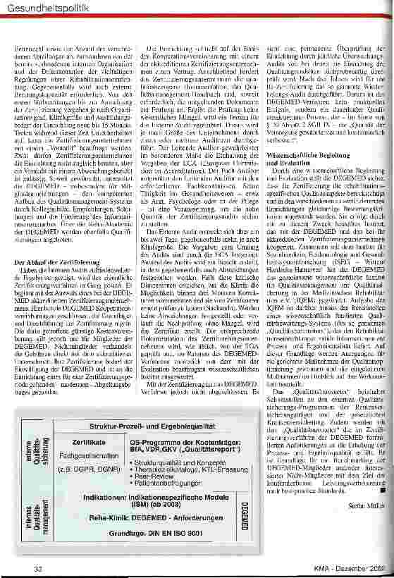 Vorschauseite 3: Das DEGEMED-Verfahren QM und Zertifizierung