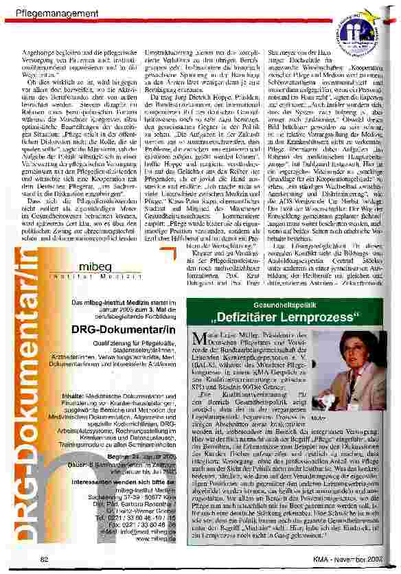Vorschauseite 3: Vom Beruf zur Profession Münchner Pflegekongress 2002