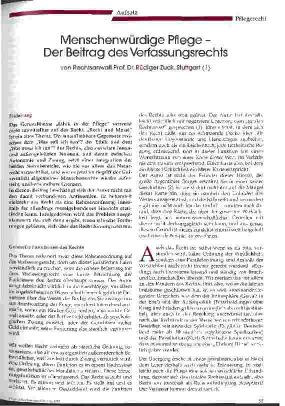 Vorschauseite 1: Menschenwürdige Pflege - Der Beitrag des Verfassungsrechts