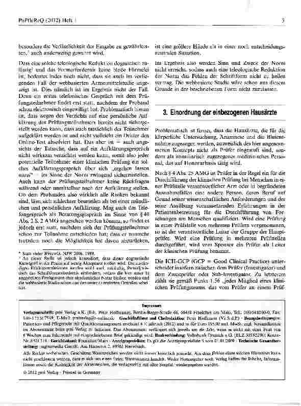 Vorschauseite 3: Die webbasierte klinische Arzneimittelprüfung — Zugleich ein Beitrag zur Schriftlichkeit der Einwilligung gemäß § 40 Abs. 1 S. 3 Nr. 3 lit. b) AMG