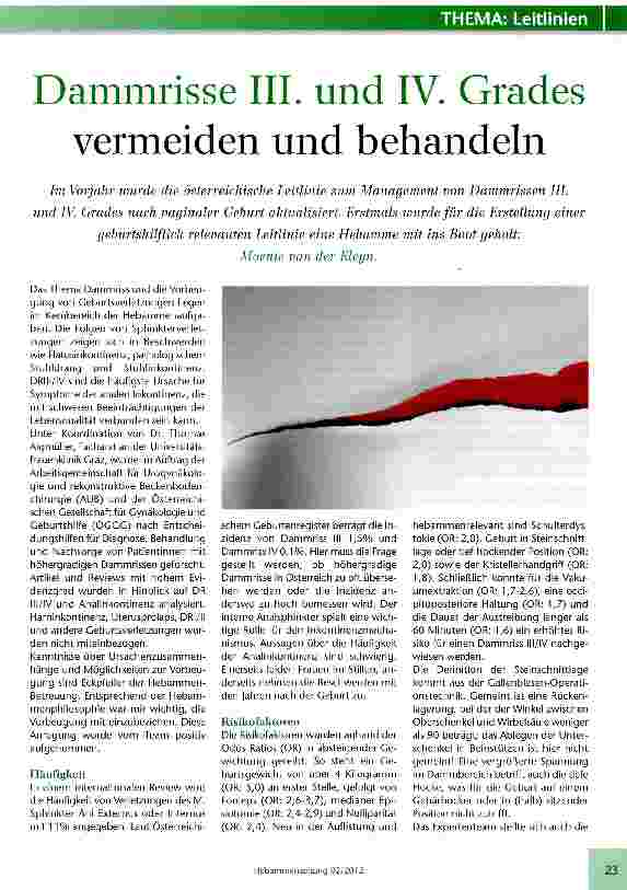 Vorschauseite 1: Dammrisse III. und IV. Grades vermeiden und behandeln
