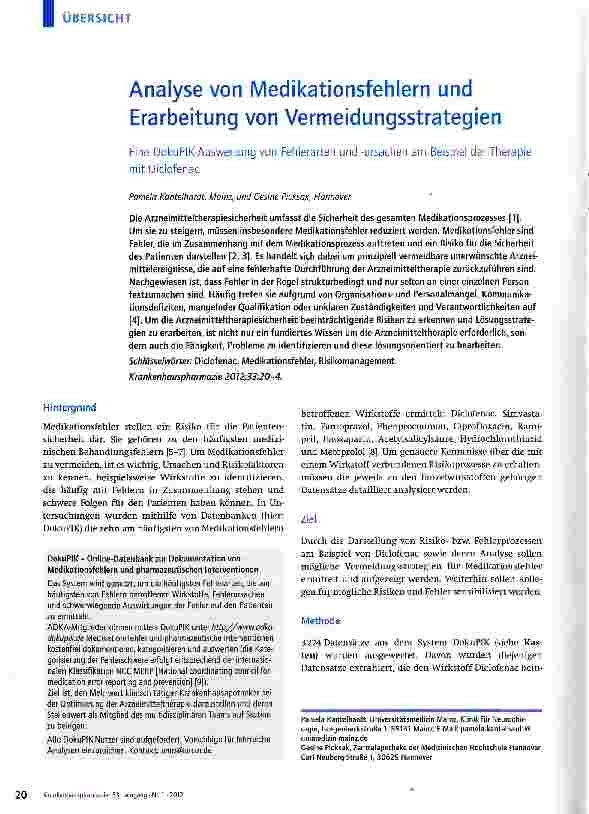 Vorschauseite 1: Analyse von Medikationsfehlern und Erarbeitung von Vermeidungsstrategien