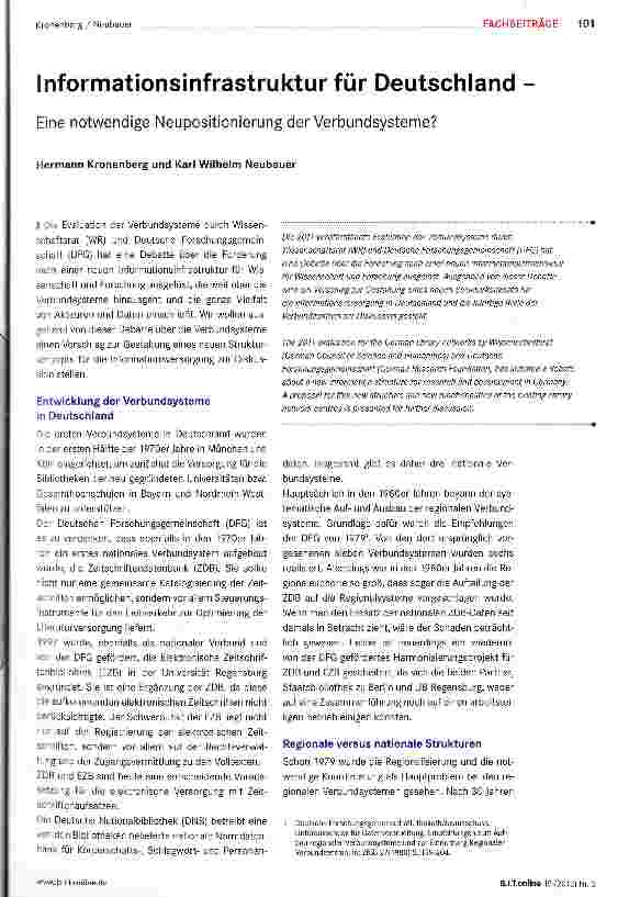 Vorschauseite 1: Informationsinfrastruktur für Deutschland
