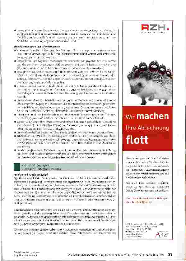 Vorschauseite 4: Aktionsplan des Deutschen Verbandes der Ergotherapeuten e.V. (DVE) zur UN-Behindertenrechtskonvention (BRK) Teil
