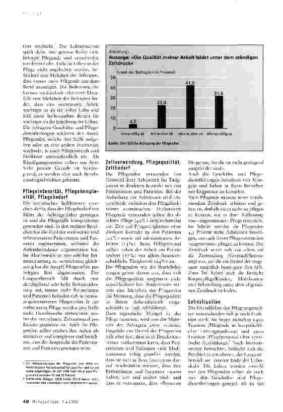 Vorschauseite 2: Die Arbeitssituation im Pflegebereich im Kanton Bern