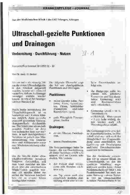Vorschauseite 1: Ultraschall-gezielte Punktion und Drainagen Vorbereitung - Durchführung - Nutzen