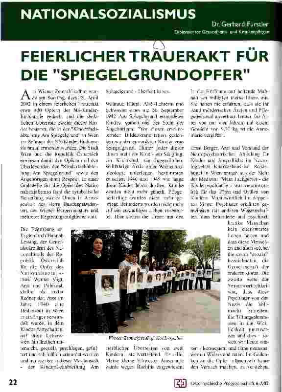 Vorschauseite 1: Feierlicher Trauerakt für die Spiegelgrundopfer Nationalsozialismus