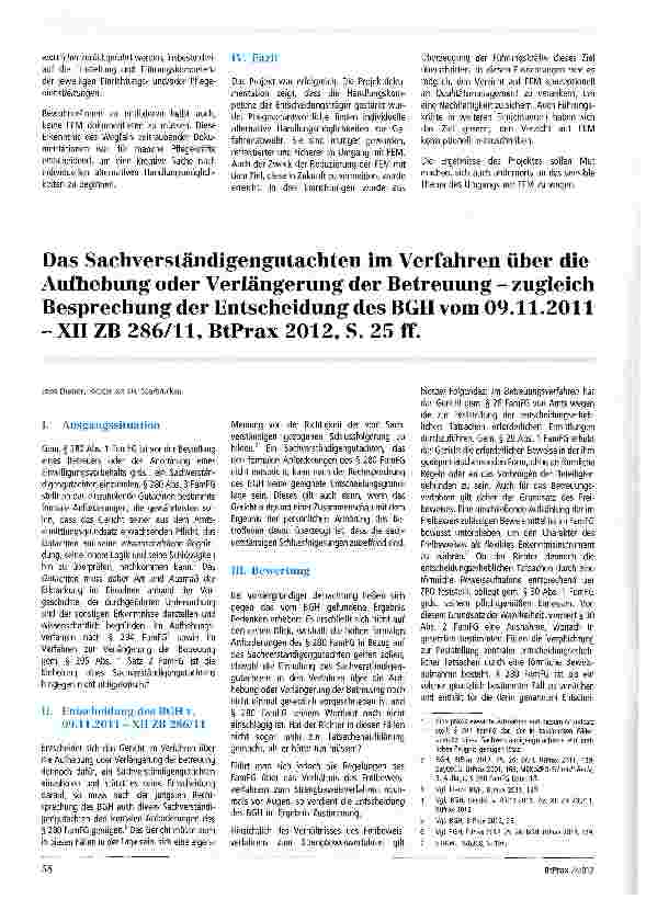 Vorschauseite 1: Das Sachverständigengutachten im Verfahren über die Aufhebung oder Verlängerung der Betreuung