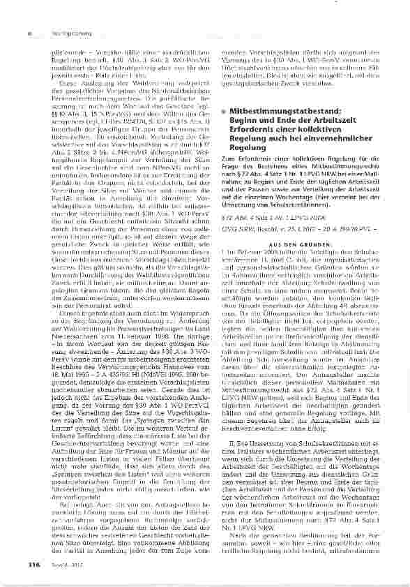 Vorschauseite 1: Mitbestimmungstatbestand; Beginn und Ende der Arbeitszeit Erfordernis einer kollektiven Regelung auch bei einvernehmlicher Regelung