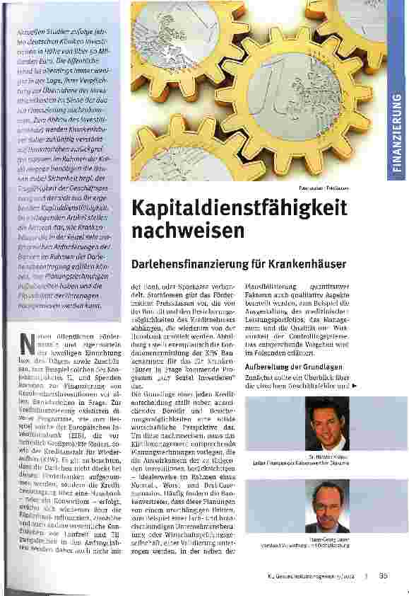 Vorschauseite 1: Kapitaldienstfähigkeit nachweisenDarlehensfinanzierung für Krankenhäuser