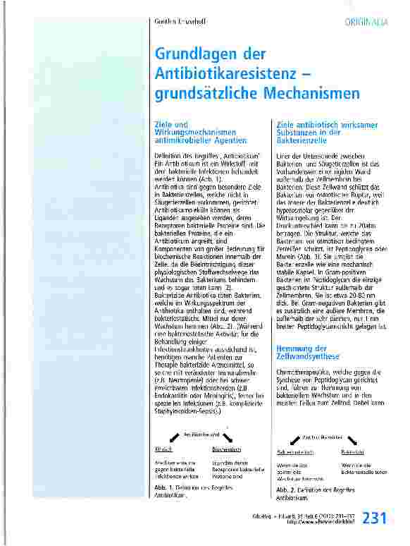 Vorschauseite 1: Grundlagen der Antibiotikaresistenz -grundsätzliche Mechanismen