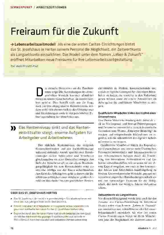 Vorschauseite 1: Freiraum für die Zukunft