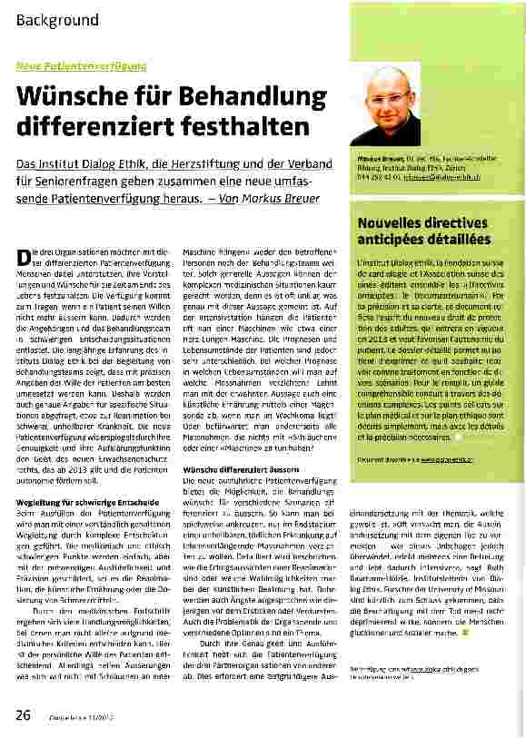 Vorschauseite 1: Wünsche für Behandlung differenziert festhalten