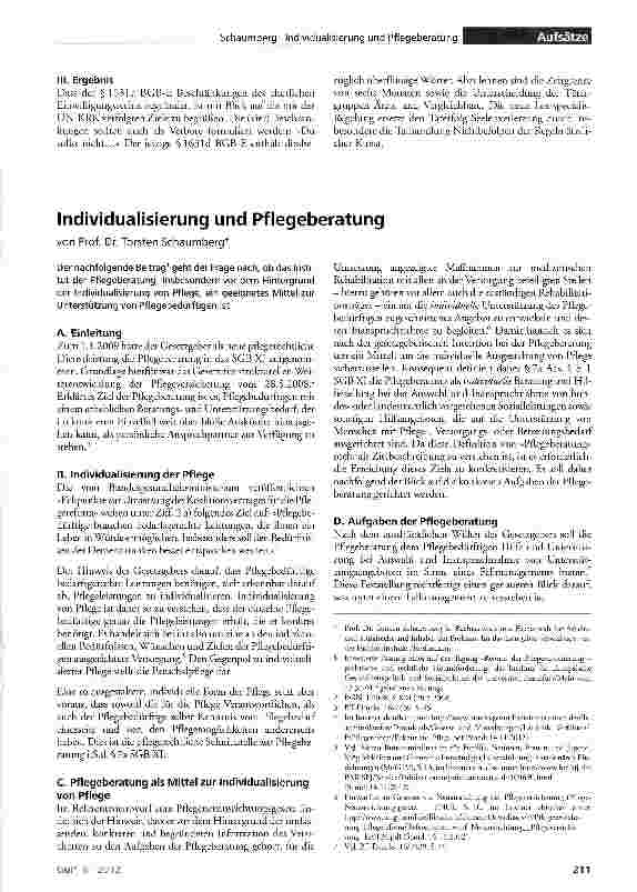 Vorschauseite 1: Individualisierung und Pflegeberatung