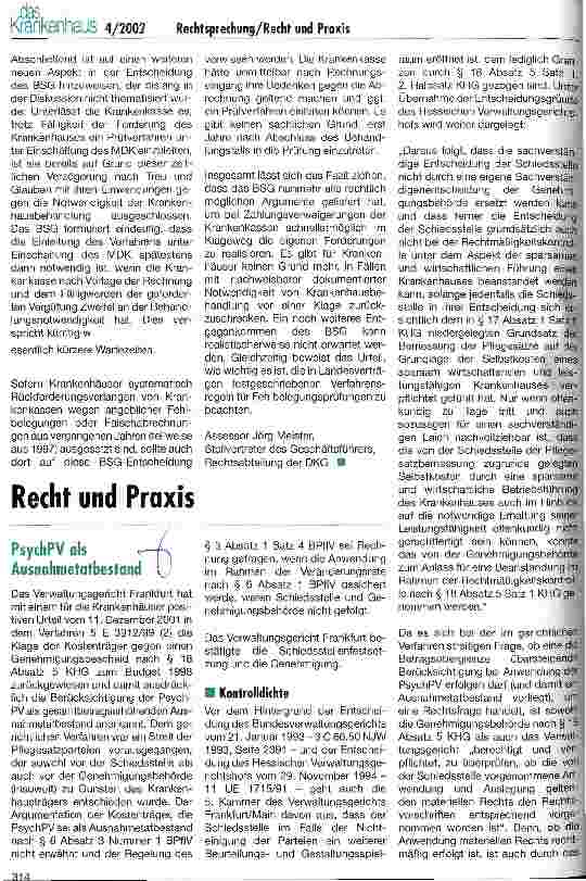 Vorschauseite 1: PsychPV als Ausnahmetatbestand