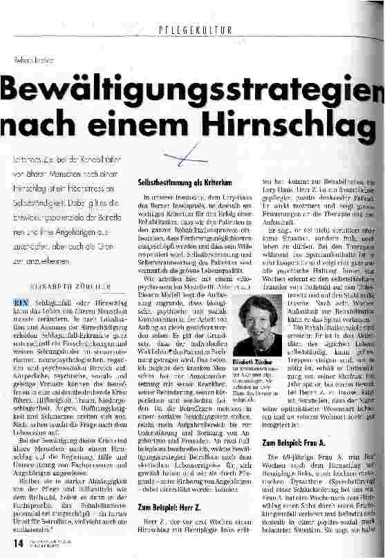 Vorschauseite 1: Bewältigungsstrategien nach einem Hirnschlag Rehabilitation