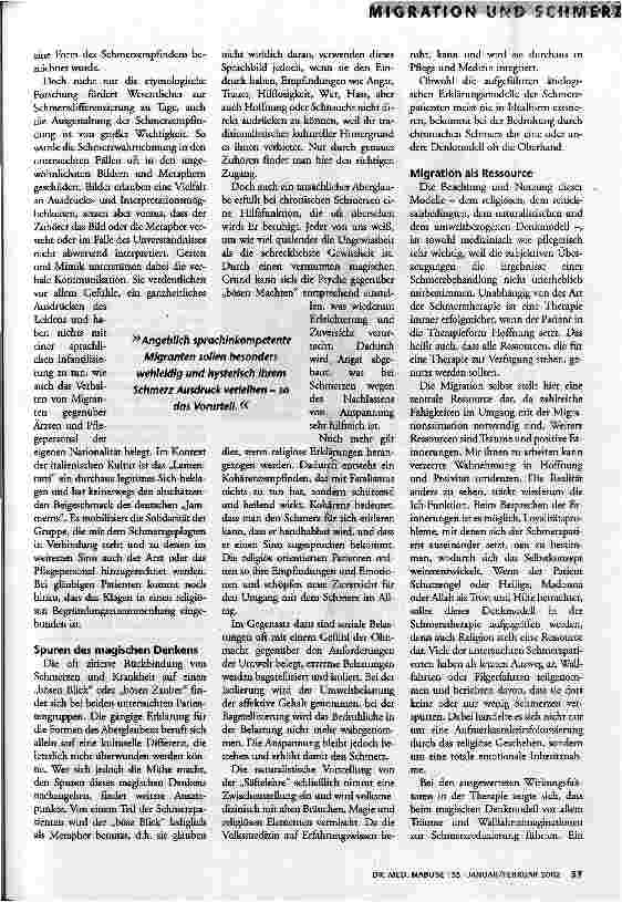 Vorschauseite 2: Kultursensible Schmerztherapie Ausgestaltung der Schmerzempfindung bei Migranten