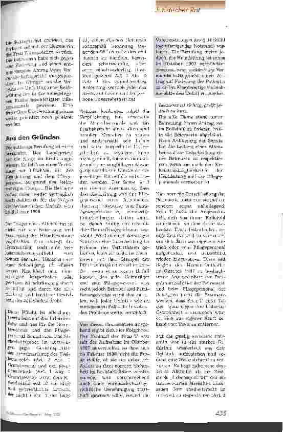 Vorschauseite 2: Menschenwürde und Freiheit des Patienten contra Unfallvermeidung durch Fixierung
