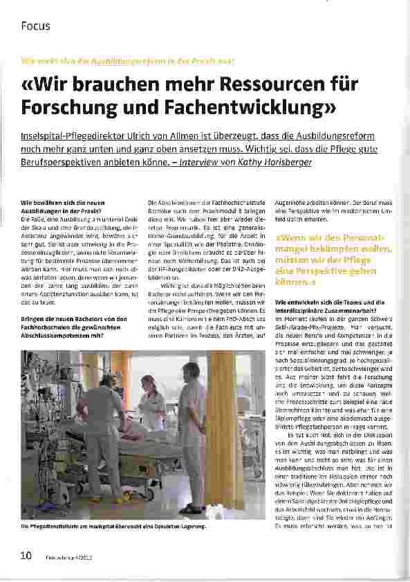 Vorschauseite 1: «Wir brauchen mehr Ressourcen für Forschung und Fachentwicklung»
