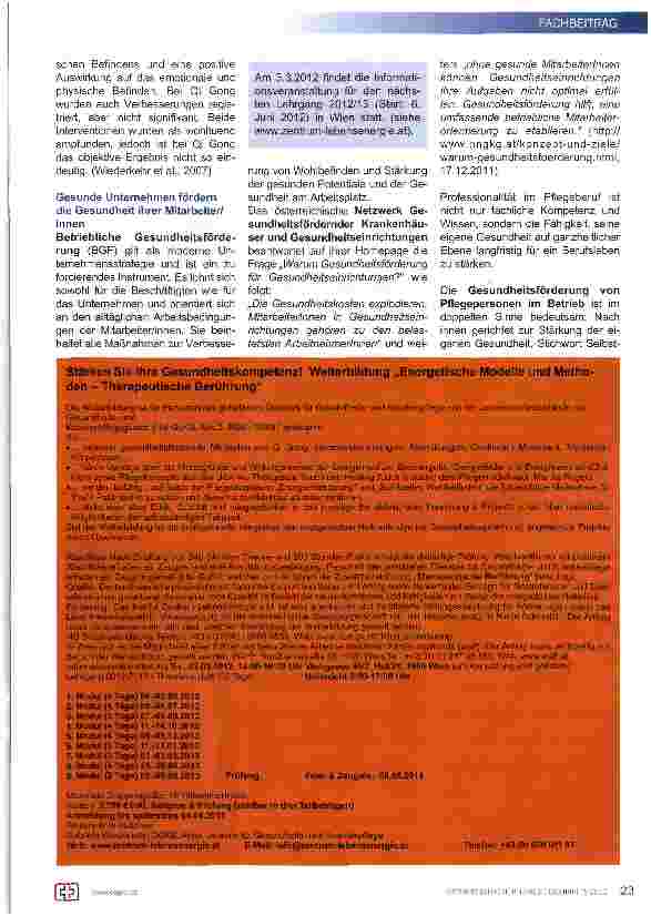 Vorschauseite 3: Betriebliche Gesundheitsförderung und die Bedeutung der Entwicklung von Gesundheitskompetenz der Pflegepersonen