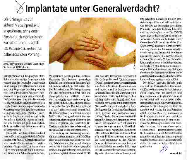 Vorschauseite 1: Implantate unter Generalverdacht?