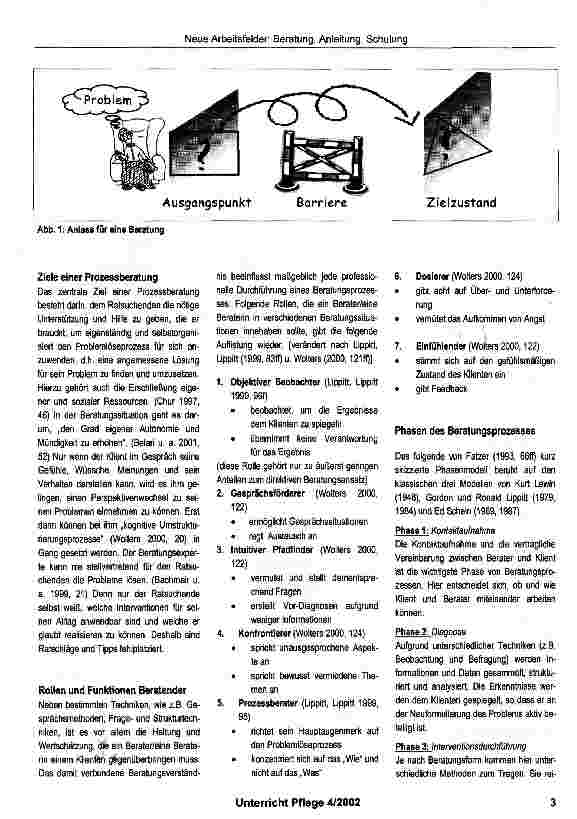Vorschauseite 2: Neue Arbeitsfelder in der Pflegeeine definitorische Klärung von Beratung, Anleitung und Schulung