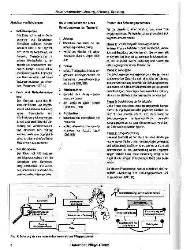 Vorschauseite 5: Neue Arbeitsfelder in der Pflegeeine definitorische Klärung von Beratung, Anleitung und Schulung