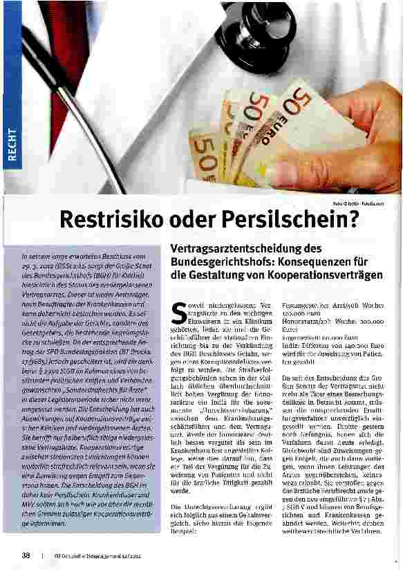 Vorschauseite 1: Restrisiko oder Persilschein?