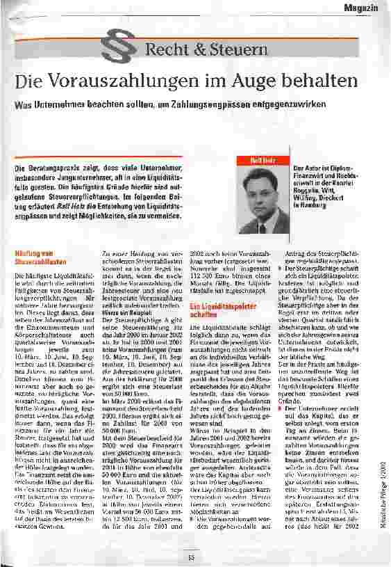 Vorschauseite 1: Die Vorauszahlungen im Auge behalten