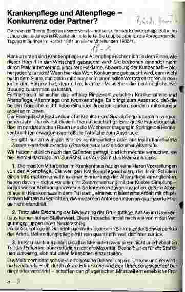 Vorschauseite 1: Krankenpflege und Altenpflege Konkurrenz oder Partner?