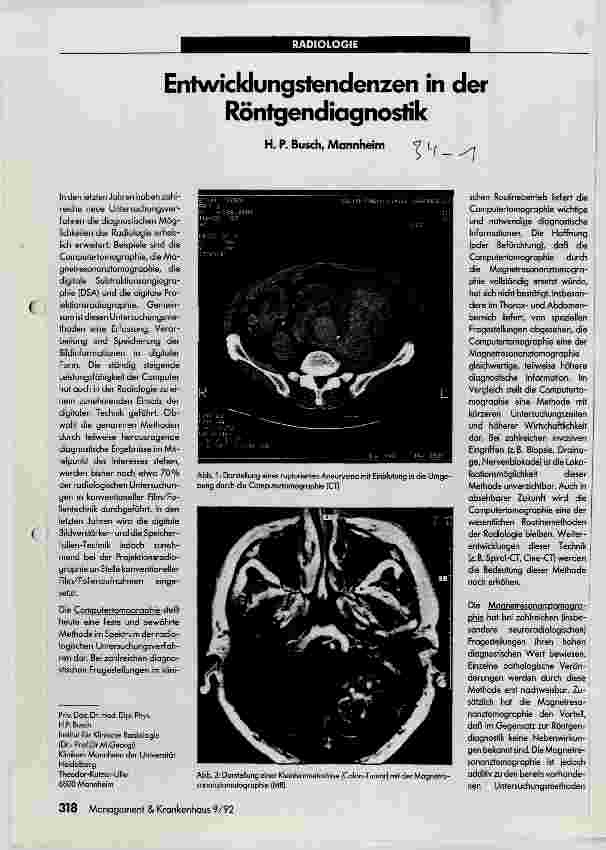 Vorschauseite 1: Entwicklungstendenzen in der Röntgendiagnostik