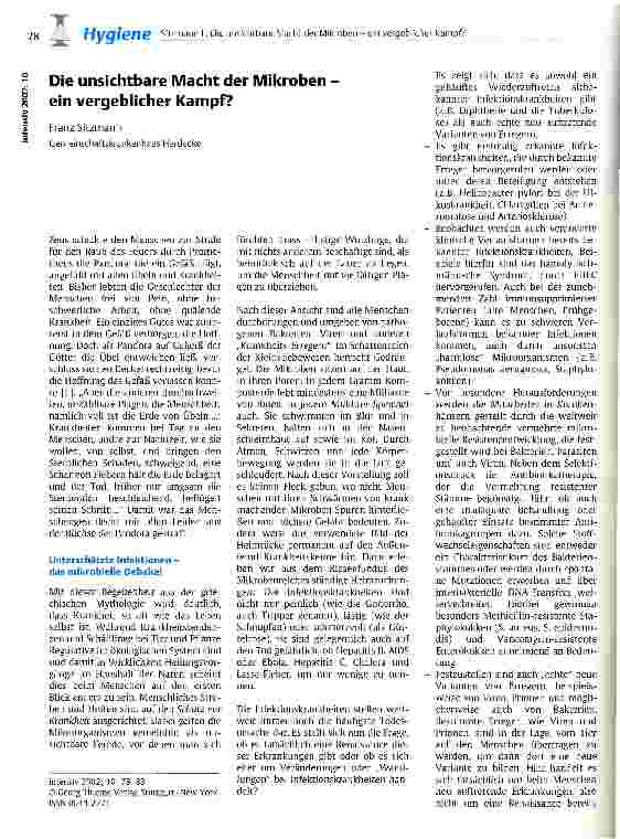 Vorschauseite 1: Die unsichtbare Macht der Mikroben - ein vergeblicher Kampf?