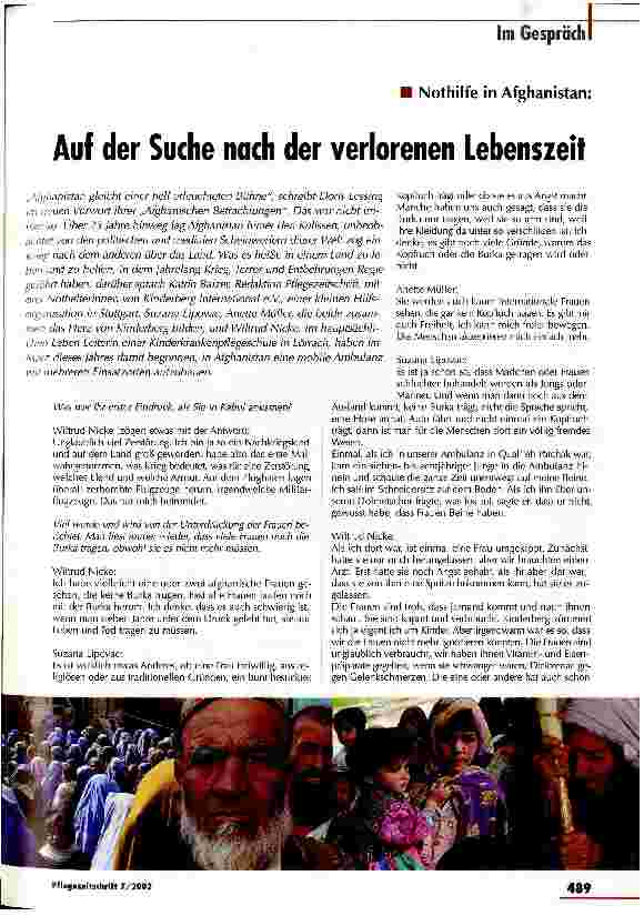 Vorschauseite 1: Auf der Suche nach der verlorenen Lebenszeit Nothilfe in Afghanistan